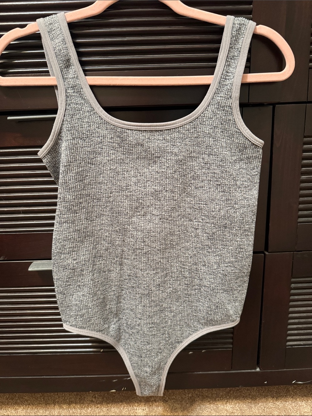 Colsie Gray Ribbed Tank Bodysuit
